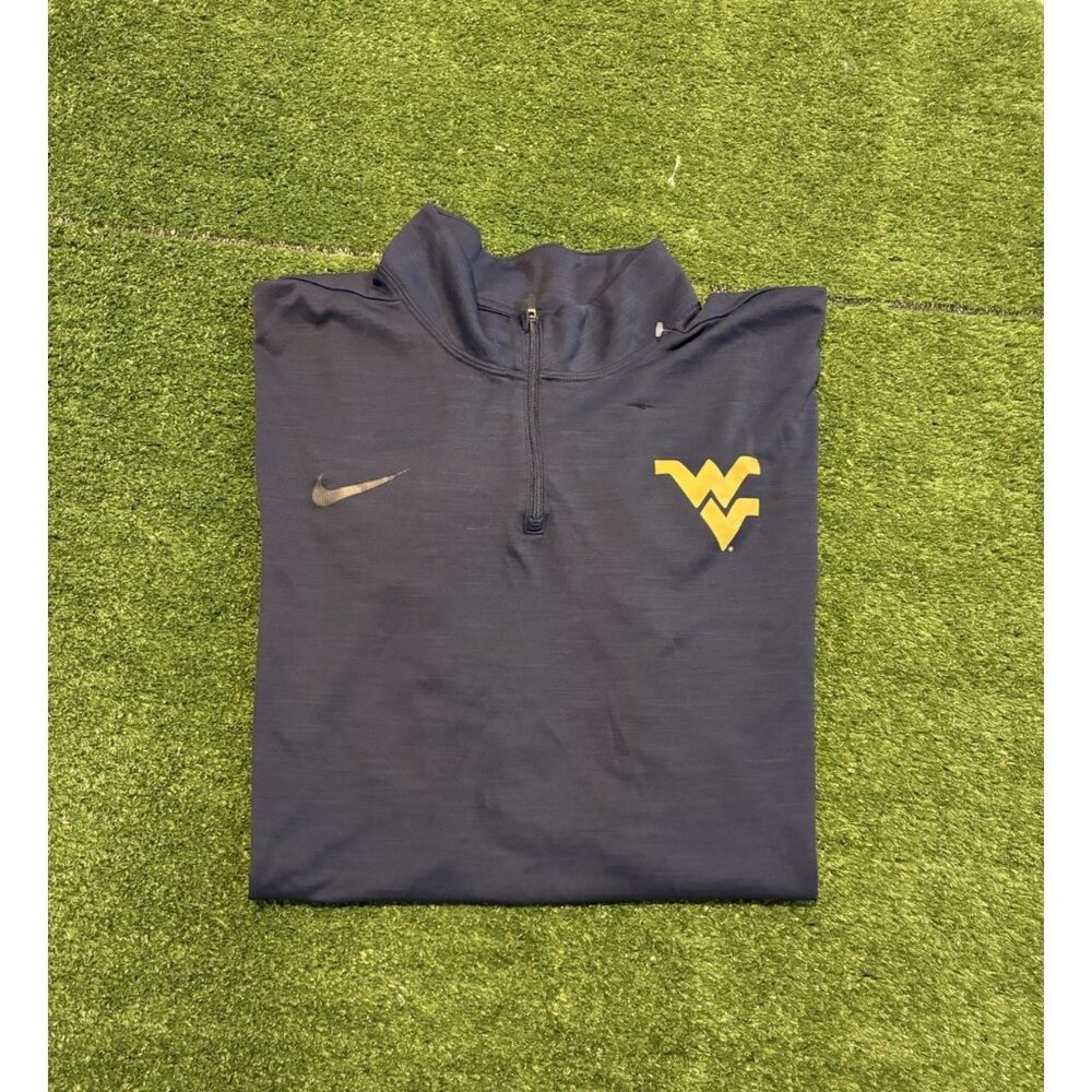 West Virginia Mountaineers 1/4 zip mens 2XL nike blue yellow lightweight WVU A